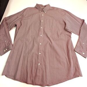 Eddie Bauer Men's Red and White Checkered Button Down Shirt